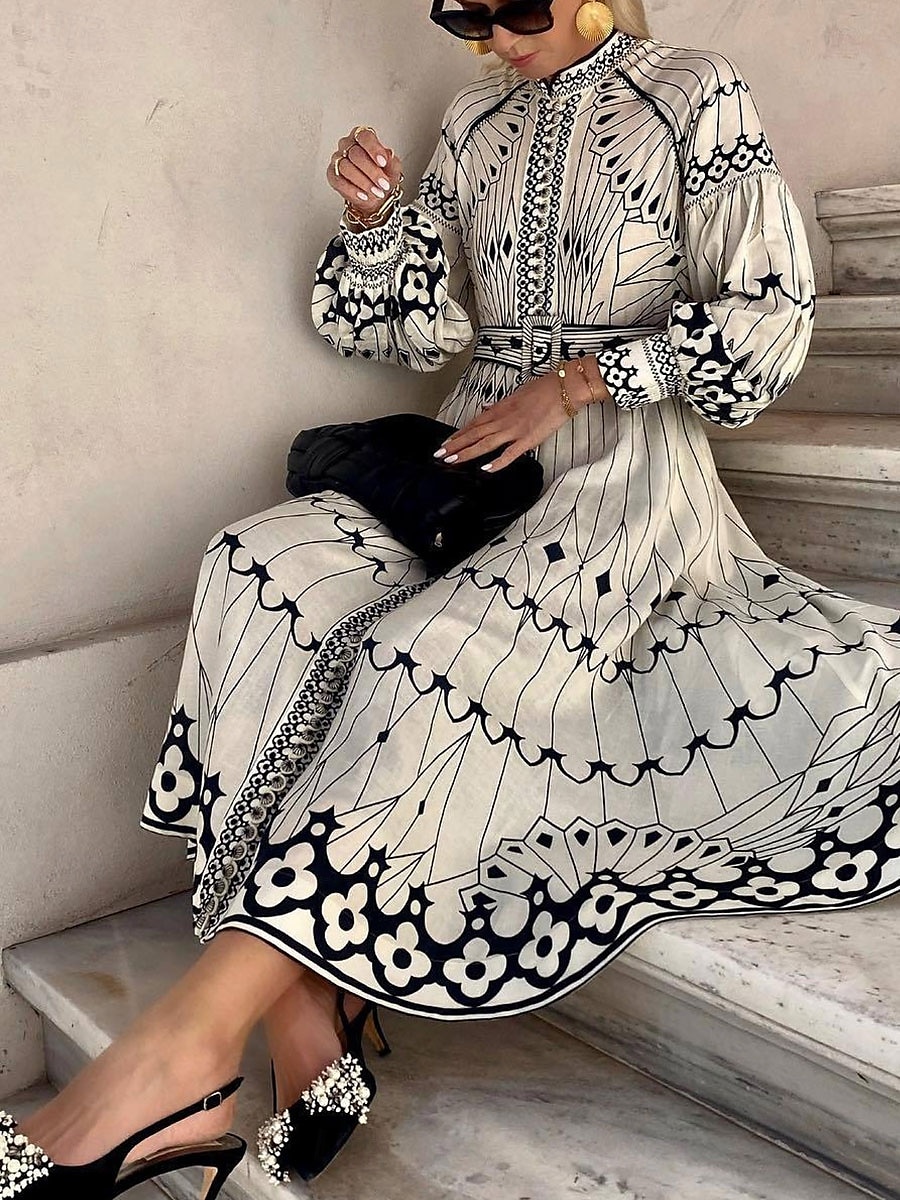 Naisten Midimekko Korsetti mekko A linjainen mekko Puff Sleeve mekko Loma Puolimuodolliset mekot Muodollinen Loma Työ Normaali Kuvitettu Lyhythihainen poolokaulus Valkoinen Kesä 2025 - $46.99 –P4