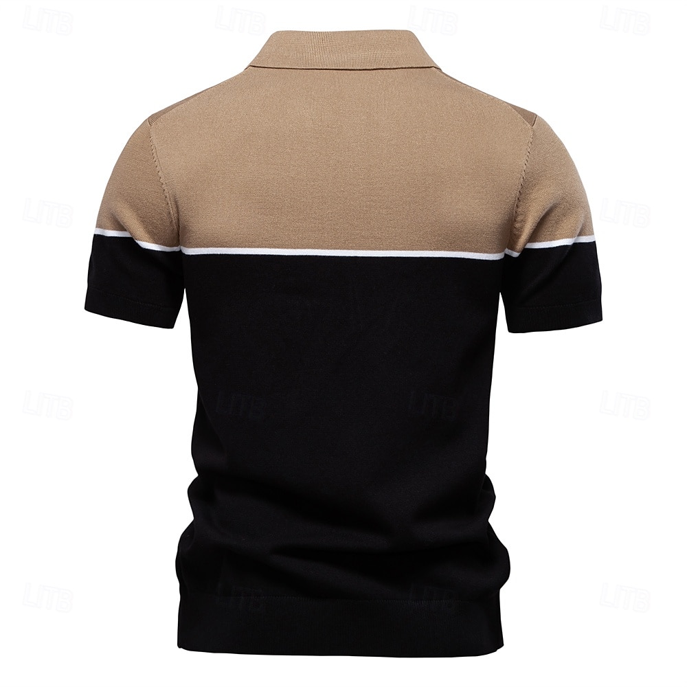 Voor heren Polo Gebreide polo Formeel Werk Meeuwenhalsband Korte mouw Kleurenblok Lapwerk Zomer Marineblauw Khaki Leger Groen Polo 2025 - $26.99 –P19