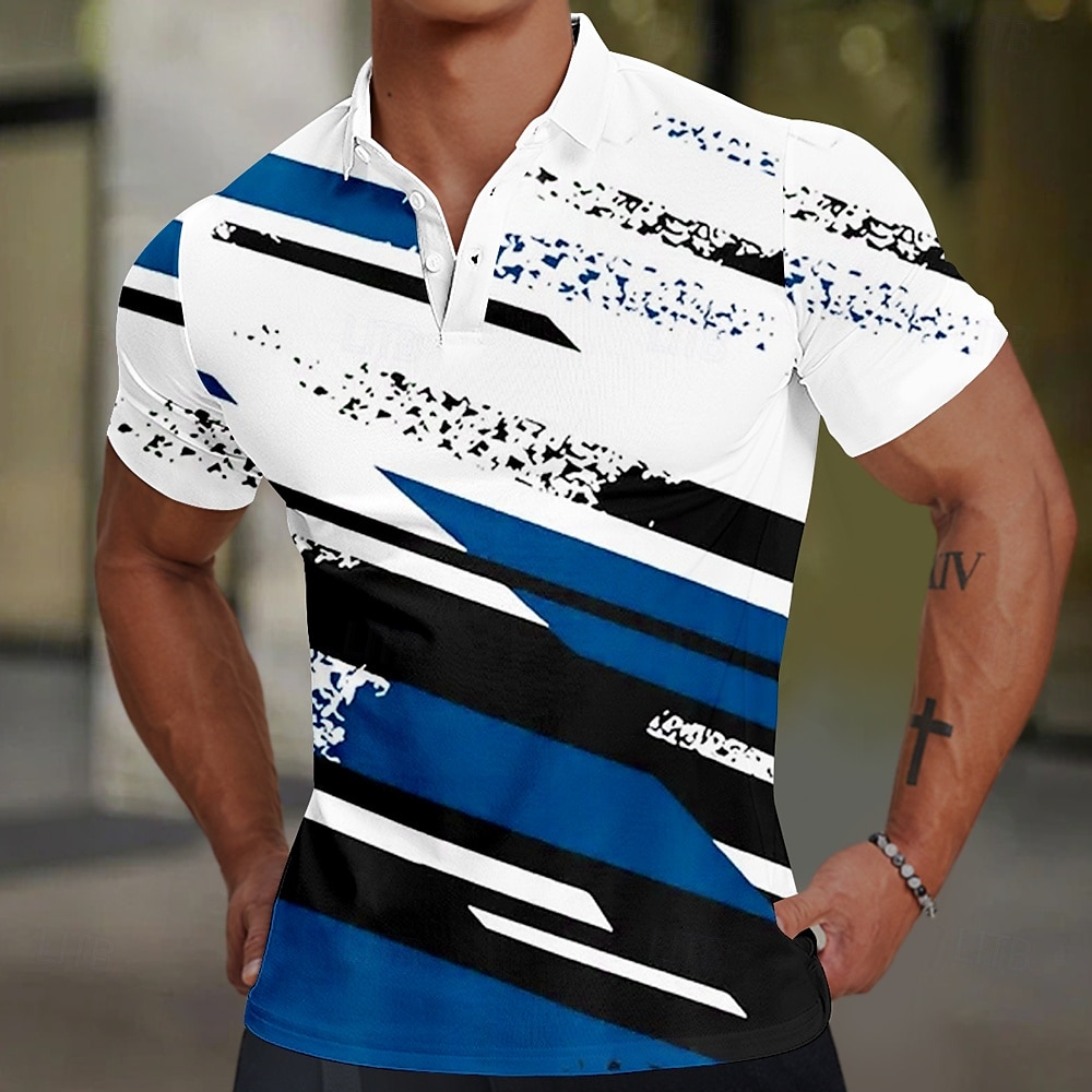 Per uomo Geometrico Linea Polo Manica Corta Magliette polo Camicie con Colletto Casual Business Casual Scuola All'aperto Sportivo Abbigliamento quotidiano Stampa 3D Estate Nero Rosso Blu del 2025 a $27.99 –P2
