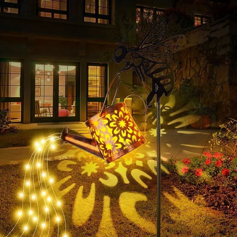 Lámpara solar para botella de agua con forma de abeja, lámpara colgante de hierro con forma de colibrí, lámpara de césped para exteriores resistente al agua para patio, bodas, campamentos y decoración 2025 - $31.99 –P12