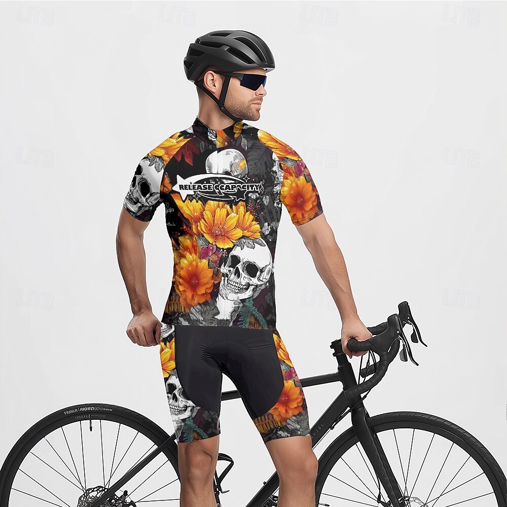 Homme Maillot de cyclisme Crâne Manche Courte Cyclisme T-shirt Maillot avec 3 poches arrière VTT Vélo tout terrain Séchage Rapide Design Anatomique Évacuation de l'Humidité Respirant Des sports Noir de 2025 ? $25.99 –P13