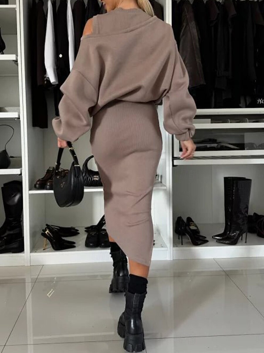 Damen Maxikleid Pullover Kleid Sommer Kleid Athletisch Kleid Unifarbenes Lässig Urlaub Daily Regular Fit Unifarben Ärmellos Rundhals Schwarz Wein Braun Grau Sommer 2025 - $26.99 –P5