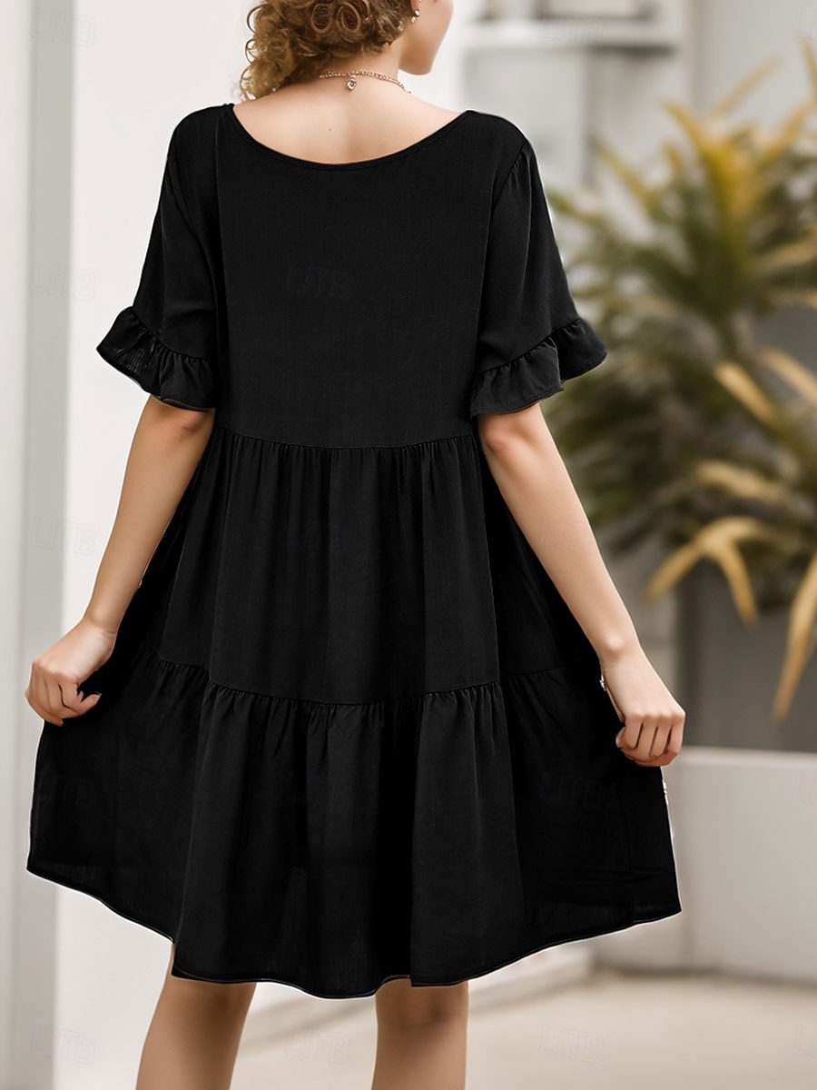Women's Mini Dress T Shirt Dress Tee Dress Shift Dress Ruffle Dress Casual Vacation Street Casual Regular Fit Graphic Short Sleeve V Neck Black White Light Green Wine Summer 2025 - $24.99 –P10