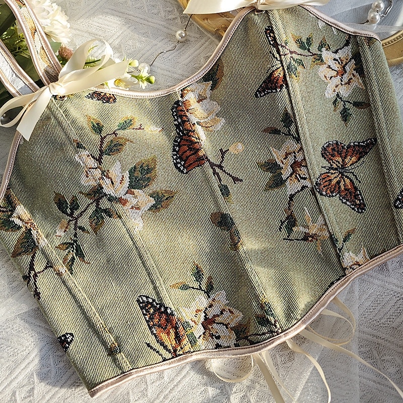 Retró Középkori Reneszánsz Fűző Prsluk Bustier Ren Faire Virágos Jacquardszövet Édes Nyak Női Kelta Fantasy Mindszentek napja Farsang Parti Alkalmi / Napi LARP Felnőttek Fűző 2025 - $48.99 –P4