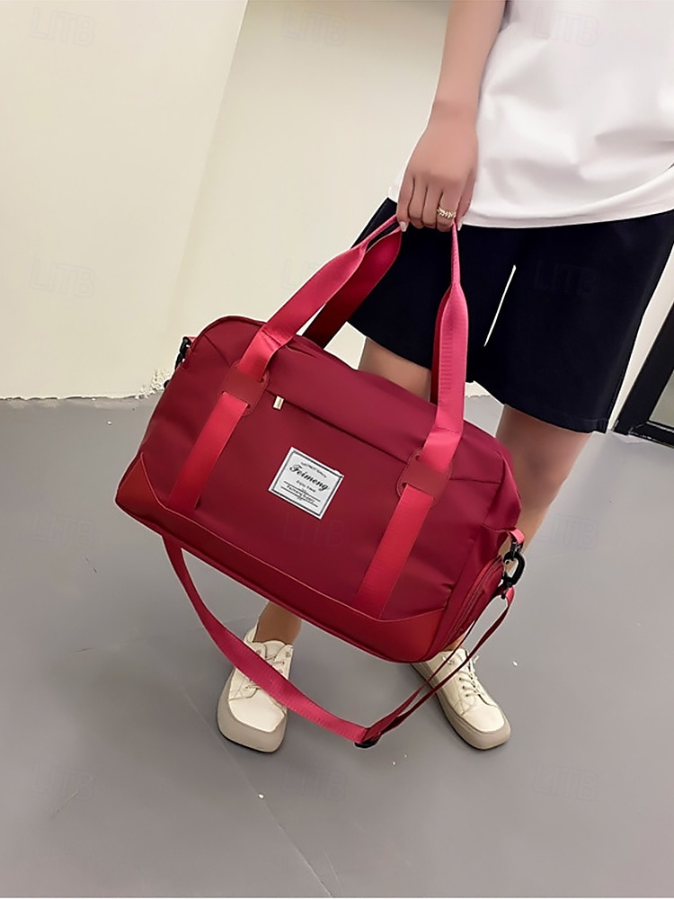 Women's Travel Duffel Bag with Shoe Compartment – Large-Capacity Waterproof Weekender Tote for Gym, Sports and Overnight TripsColor Wine Black Pink 2025 - $29.99 –P2