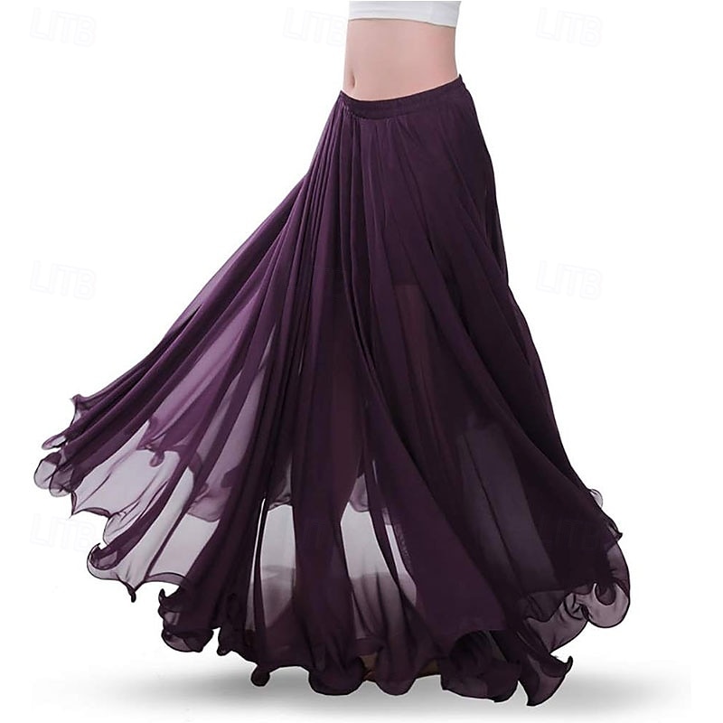 Chiffon Belly Dance Skirt for Women Belly Dancing Costume Outfit Tribal Maxi Full Skirts Solid Color Skirt Voile 2026 - $49.99 –P11