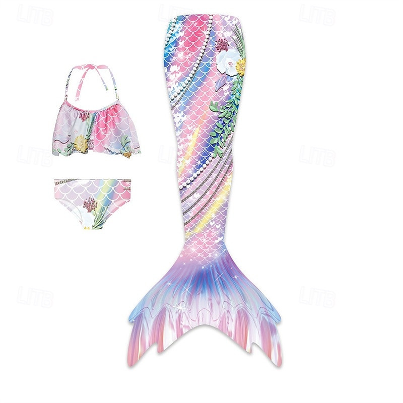 Παιδιά Κοριτσίστικα Μαγιό Mermaid Μαγιό Αργίες Παραλία Ζυγαριές Διακοπές Τροπικό Μαγιό 4 έτη + Καλοκαίρι Ροζ Ανοικτό Κίτρινο 2026 - $32.99 –P6