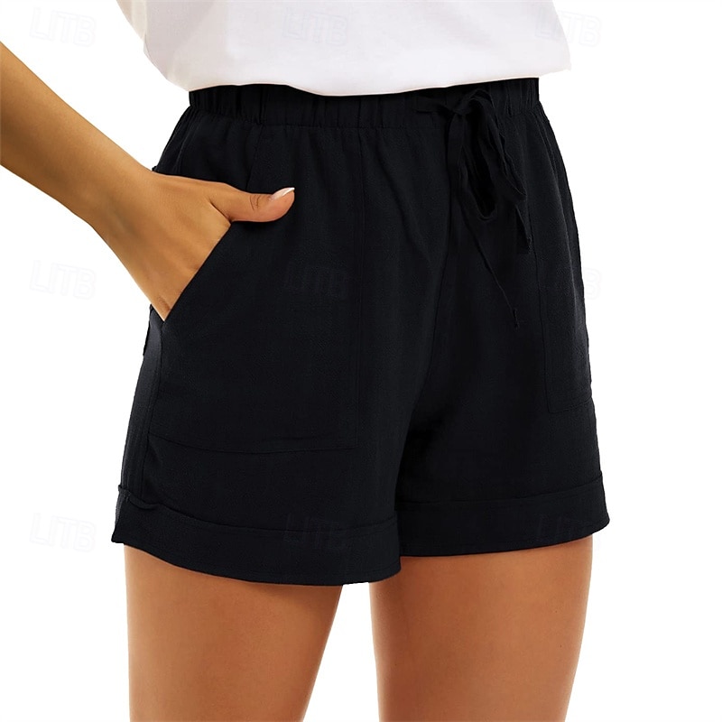 Per donna Pantaloni in cotone e lino Semi-lungo Pantaloni Palazzo Moda Streetwear Comfort Lunghezza al ginocchio Vita Alta Semplice Tasca Coulisse Elastico in vita Comodo All'aperto Confortevole del 2025 a $24.99 –P3
