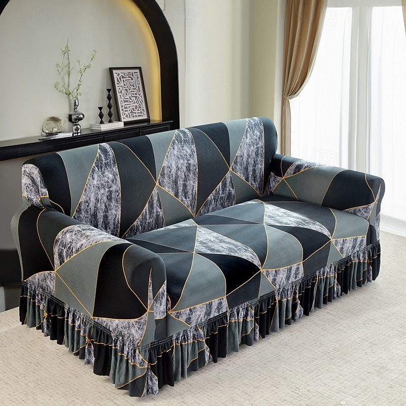 1 Pc Stretch Sofa Slipcover Sofa Cover With Skirt Printed Couch Cover Furniture Protector for Bedroom Living Room Home Decor 2025 - $41.99 –P9