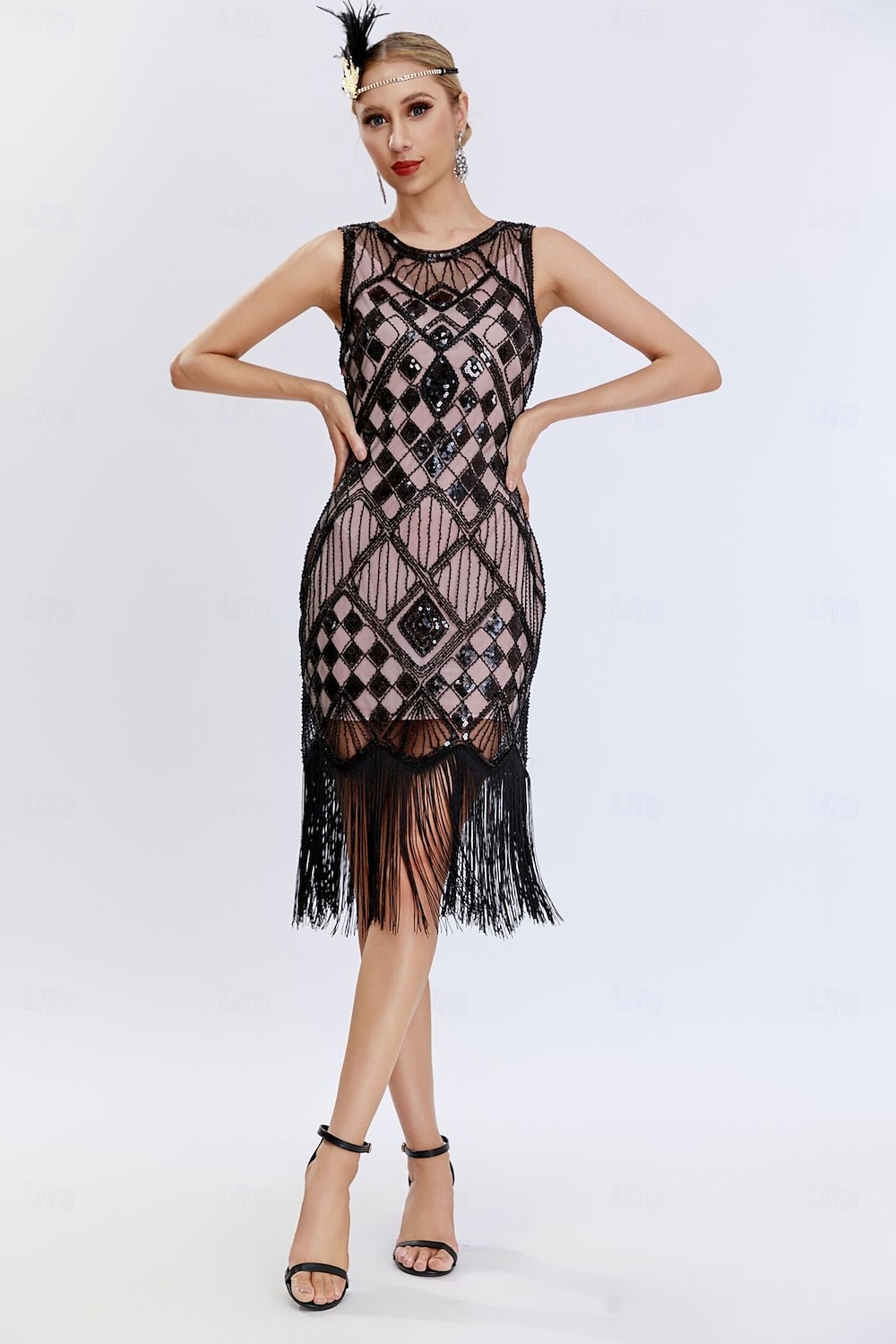 Retro Vintage Roaring 20s 1920s Flapper Dress Dress Christmas Party Dress The Great Gatsby Sequins Tassel Fringe Heart Women's Carnival Masquerade Wedding Wedding Guest Event / Party Adults' Dress 2025 - $41.99 –P6