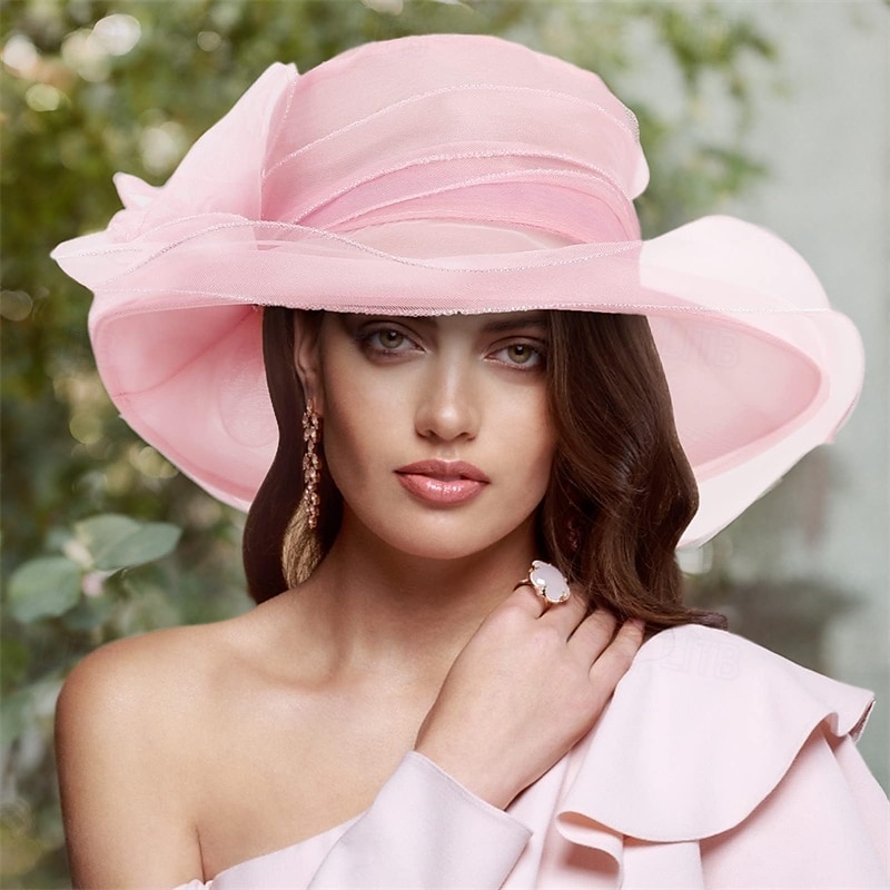 cappello da donna in organza, berretto da chiesa, cappelli da cocktail, da tè, da sposa, con fiori, a tesa larga del 2025 a $16.99 –P7