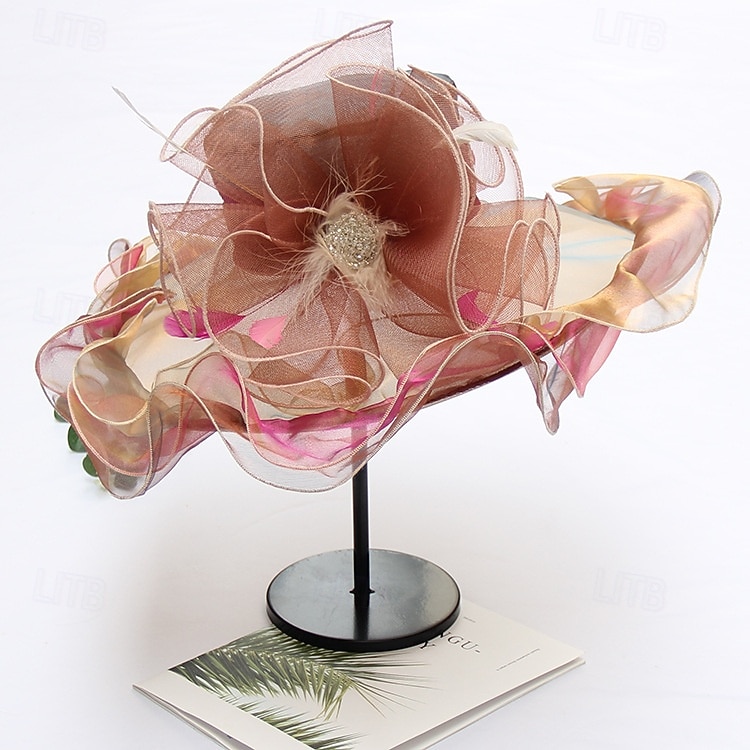 hattar Organza Solhatt Kvällsfest Helgdag Tebjudning cocktail Elegant Vintage söt stil Med Blomma Hårbonad Huvudbonader 2026 - $43.99 –P10