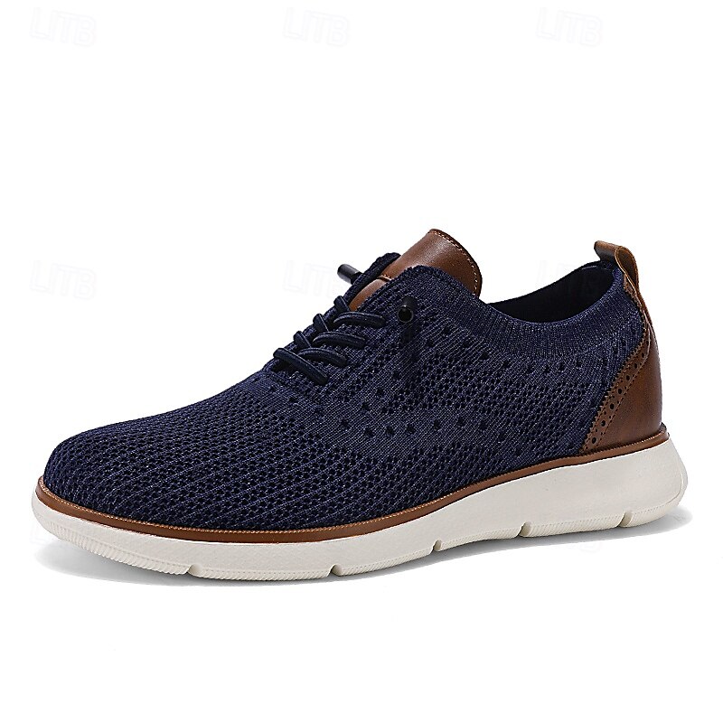 Atmungsaktive Strick-Sneaker für Herren mit Kunstlederakzenten – stylische, leichte Sportschuhe für die Freizeit und den Komfort im Alltag 2025 - $46.99 –P7