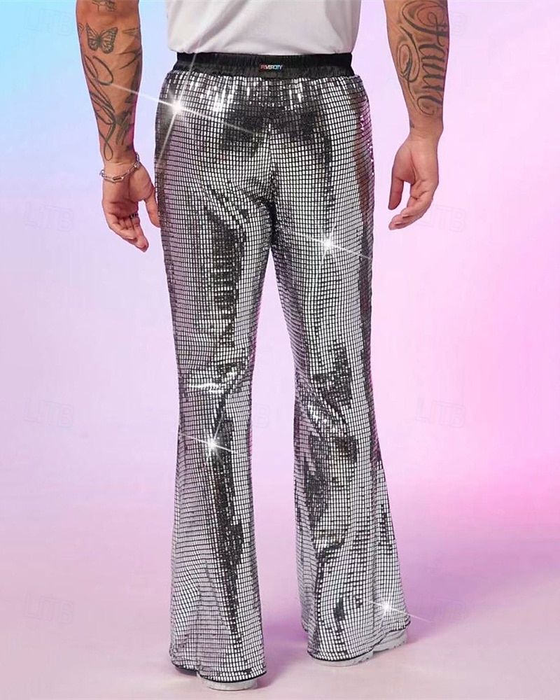 Per uomo Pantaloni da discoteca Pantaloni Pantaloni casual Paillettes Tasca Elastico in vita Semplice Comodità Feste Palcoscenico Luci da discoteca Vintage Glitter Argento Rosso Micro-elastico del 2025 a $31.99 –P4