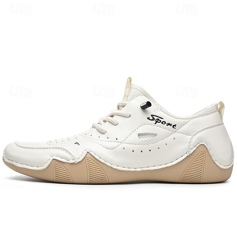 tênis esportivo masculino branco de couro sintético com design perfurado, leve e confortável, ideal para atividades casuais e ao ar livre de 2025 por $54.99 –P5