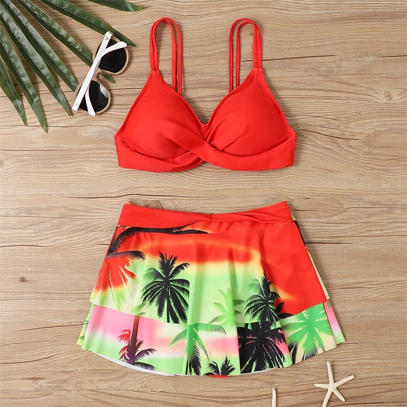 Women's Tankini Two Piece Swimsuit Ruffle Swimwear Swimwear Yellow Red Breathable Quick Dry Lightweight Sleeveless - Swimming Surfing Beach Summer Spring 2026 - $23.99 –P5