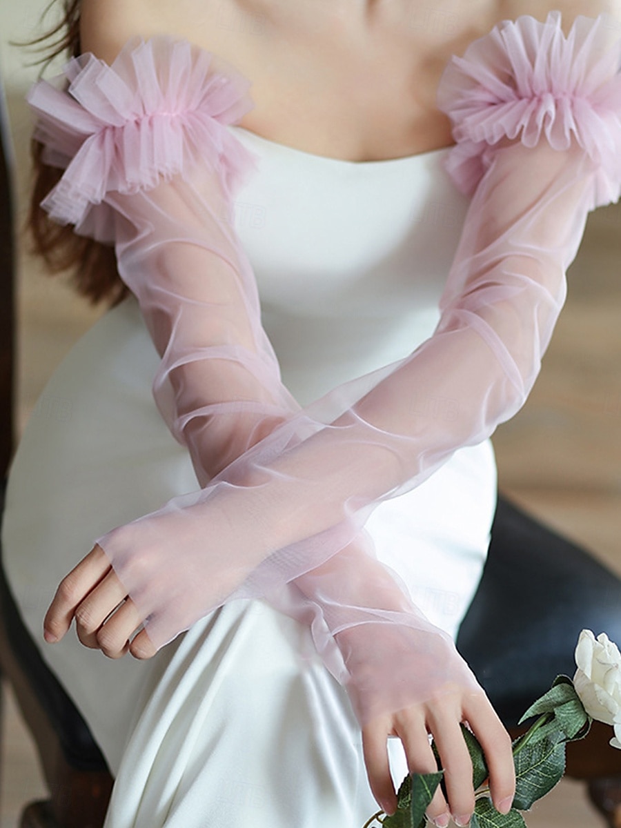 Spets Handleder Längd Handske Elegant  Klassisk Stil Med Ren Färg Bröllop  Fest Handske 2025 - $45.99 –P2