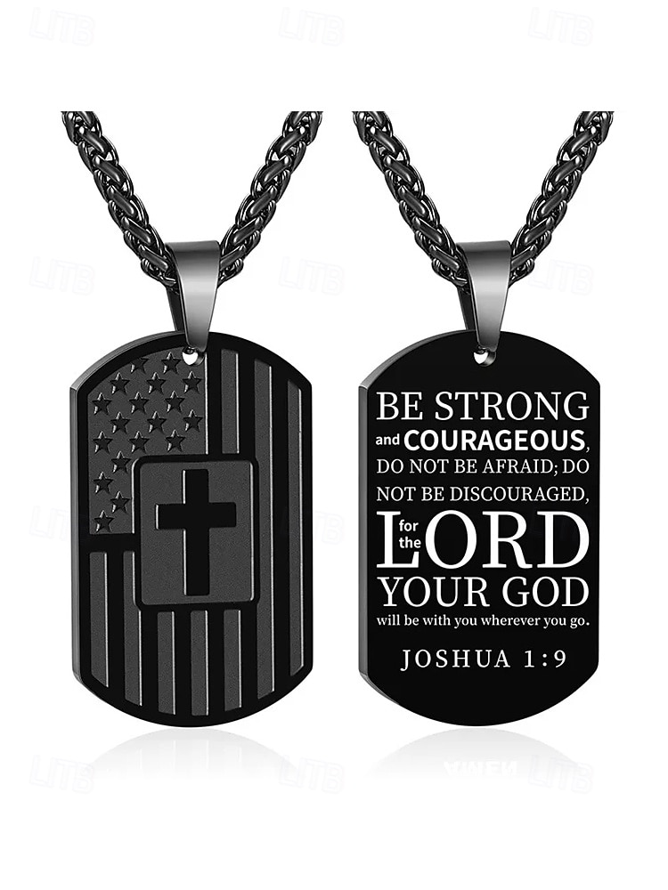 amerikansk flagga-halsband i rostfritt stål med korsdesign – unisex militärinspirerat hänge för vardagskläder och patriotiska tillfällen 2025 - $11.99 –P2