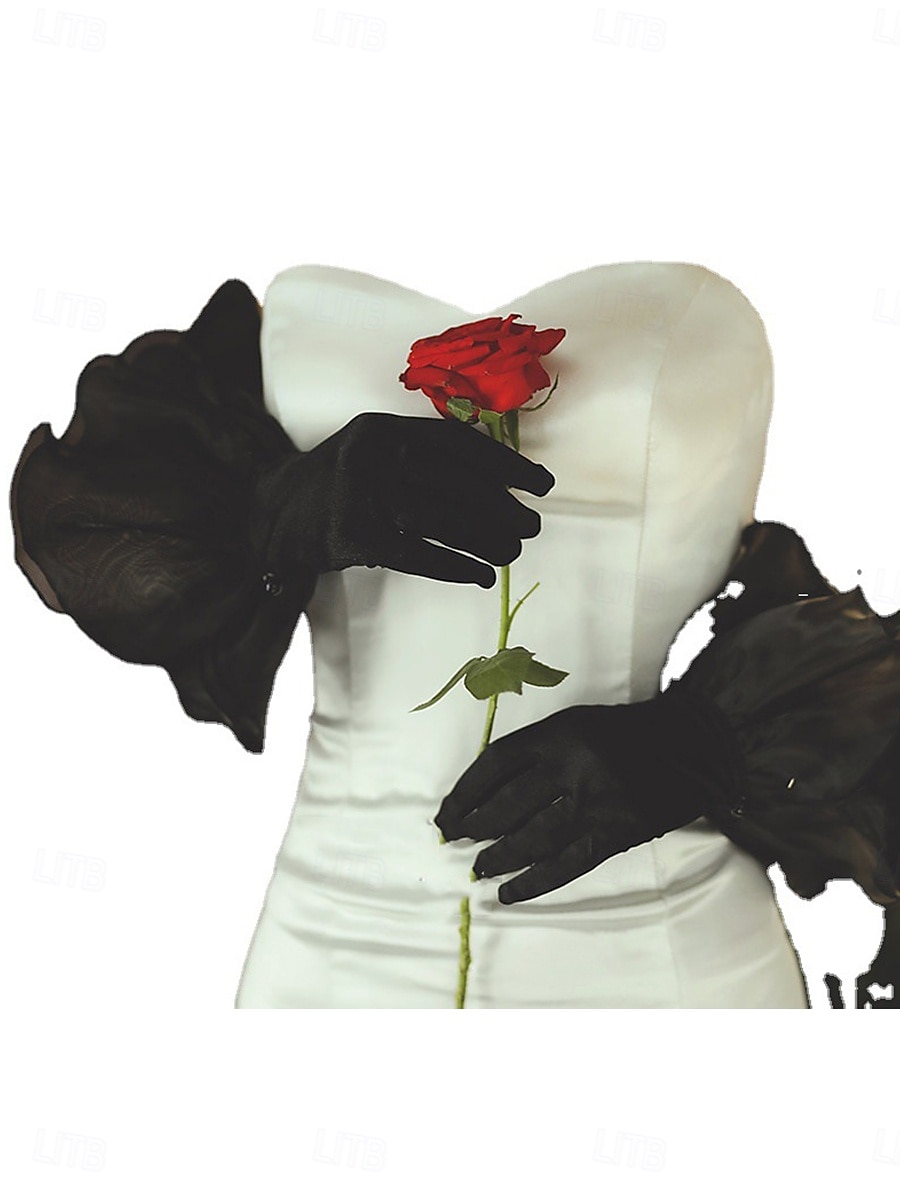 Guanti a Vite in Pizzo Lunghezza Elegante  Stile Classico Con Colore Puro Abito da Sposa  Guanto da Festa del 2025 a $40.99 –P5