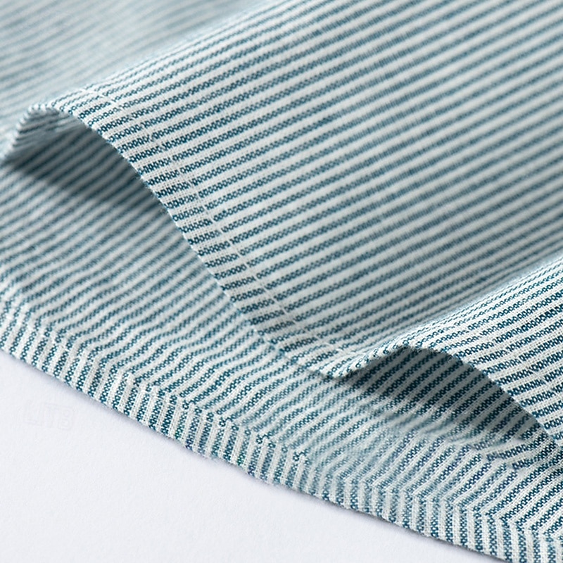 Men's Oxford Shirt Light Khaki Light Green Light Grey Long Sleeve Striped Button Down Collar School Wedding Buttons Clothing Apparel Neutral Fashion Daily 2025 - $25.99 –P6