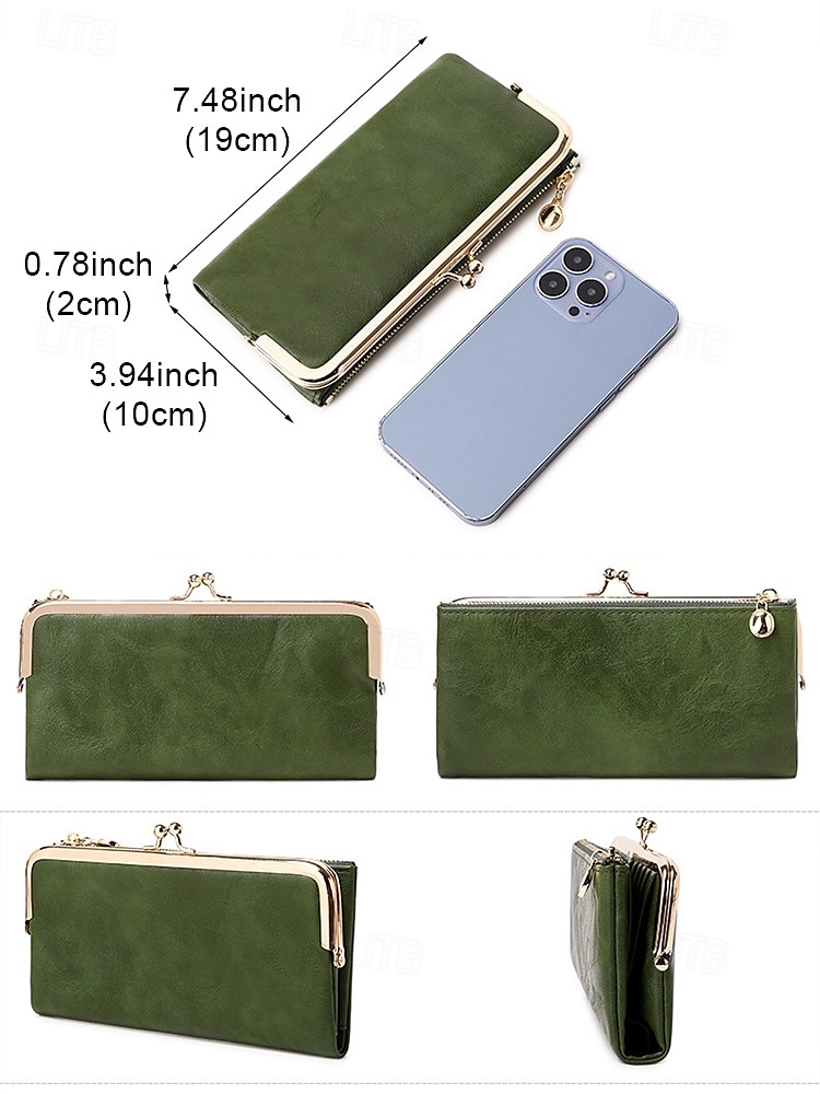 Women's Faux Leather Clip Bag Wallet Phone Case - Card Holder, ID Window, Zipper Closure - Versatile Design for Women - Perfect for Daily Use and Travel Black Pink Red 2025 - $14.99 –P5