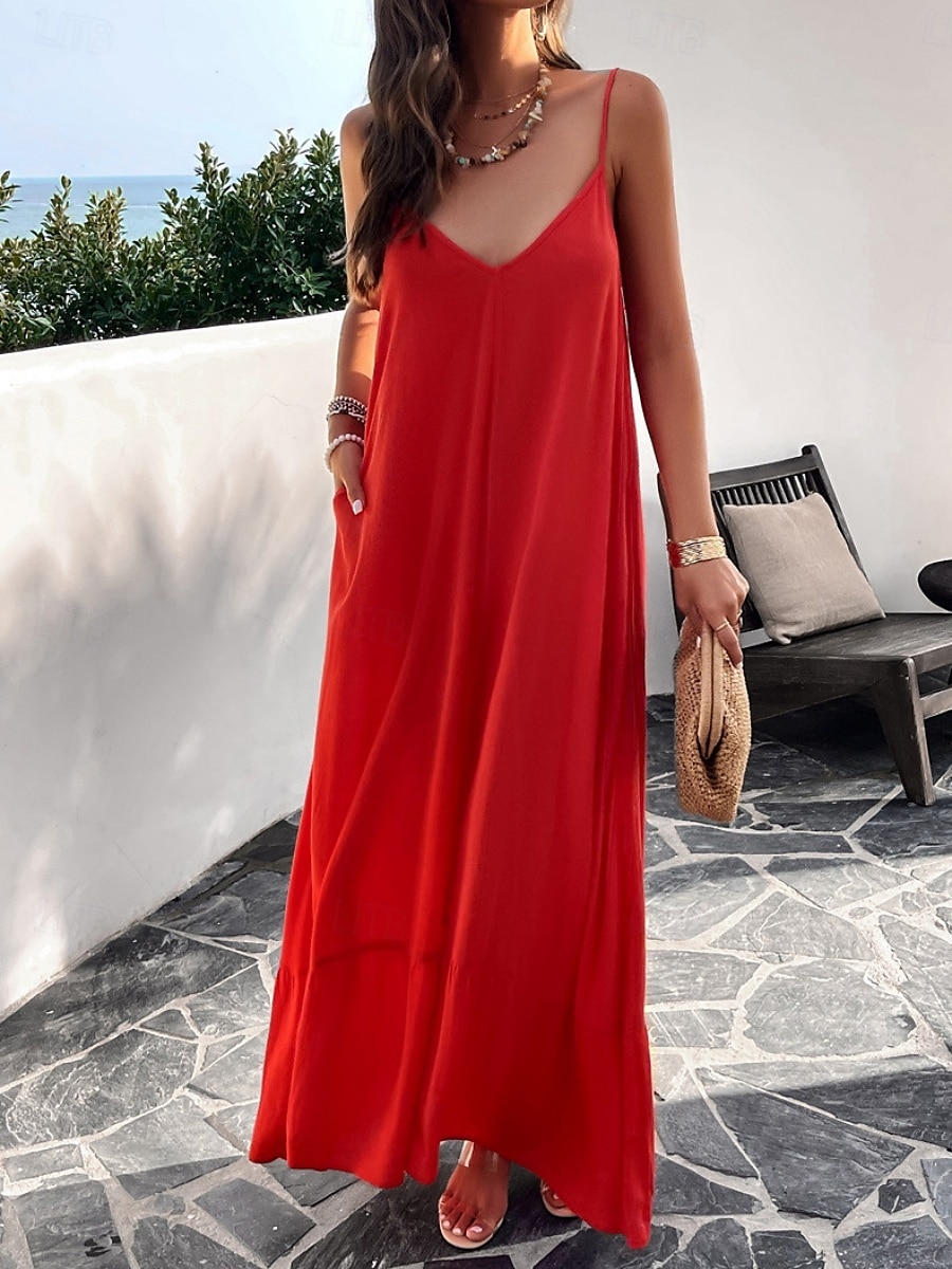 Damen Minikleid Casual kleid skims dress Basic Brautkleider schlicht Urlaub Täglich Regular Fit Glatt Ärmellos Gurt Schwarz Rote Blau Grün Sommer 2025 - $41.99 –P18