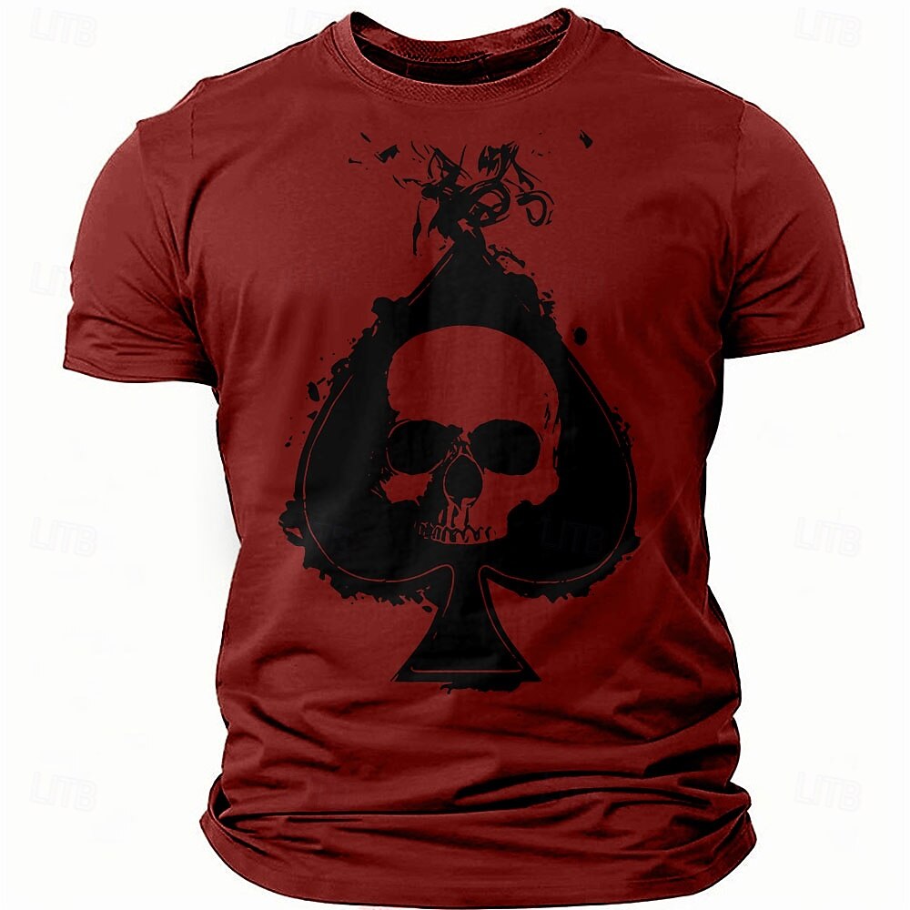 Hombre Cráneos Póker Camiseta Camiseta superior 100% Algodón Manga Corta Gráfico Camisa Rojo Verde Ejército Gris Camiseta cómoda Vacaciones Calle Ropa de diseñador de moda 2025 - $15.99 –P1