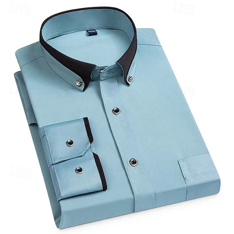 Per uomo Camicia Camicie Camicia con bottoni Tinta unica Matrimonio Feste Nero Bianco Rosa Vino Manica lunga Bavero Primavera Autunno Abbigliamento Tasche del 2025 a $21.99 –P11