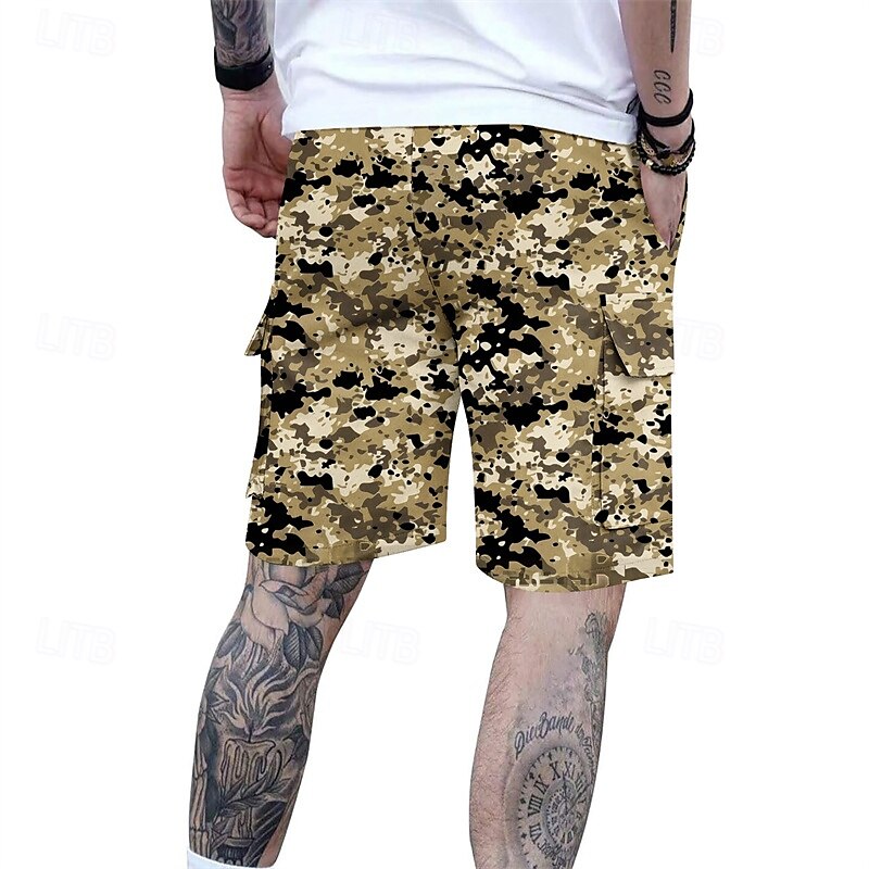 Homens Bermuda Cargo Shorts camuflados Calção Shorts de verão Com Cordão Cintura elástica Bolso multi Côr Camuflagem Conforto Vestível Comprimento do joelho Ao ar livre Esporte Diário Moda Casual de 2025 por $18.99 –P10