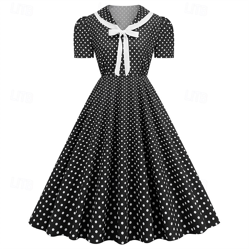 Retro 50. léta Rockabilly Šaty Houpací šaty Maškarní kostým Dámské Karneval Plesová maškaráda Denní nošení loučení se svobodou nevěsty Dospělé Šaty Šaty pro návrat domů 2025 - $23.99 –P10