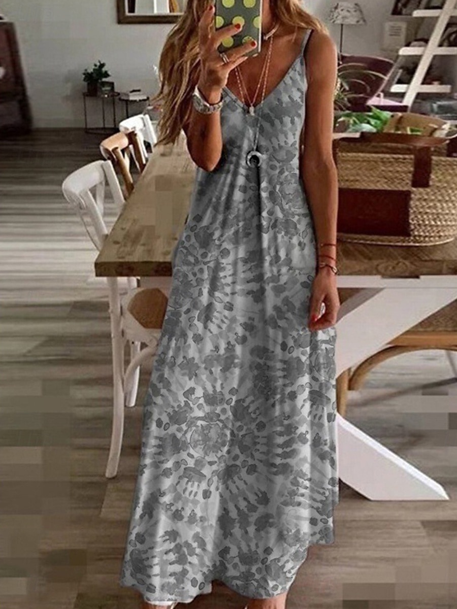 Femme Robe mi-longue Robe Trapèze Robe à enfiler Robe à épaules dénudées Décontractées Vacances du quotidien Standard Floral Sans Manches Col V Blanche Rose Claire Bleu Ciel Violet Eté de 2025 ? $21.99 –P4
