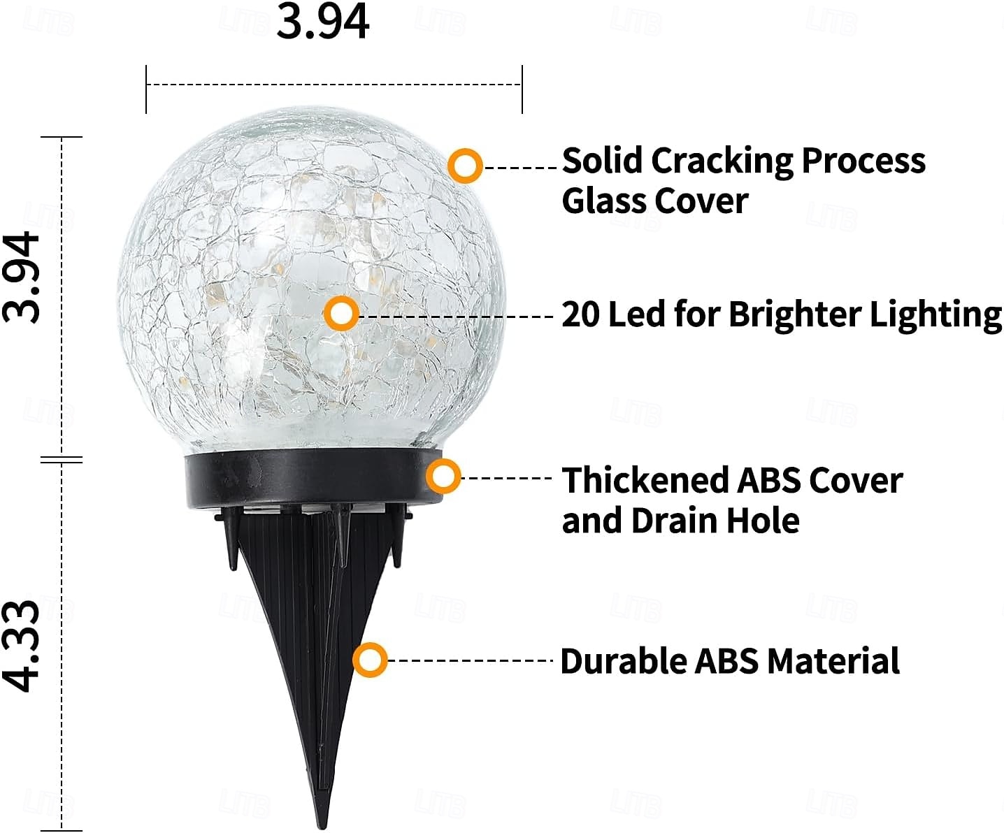 2 Pcs 12CM-35Lets Outdoor Solar Cracked Glass Ball Ground Plug in Light Courtyard Garden Lawn Path Wedding Festival Atmosphere Decorative Light 2026 - $29.99 –P6