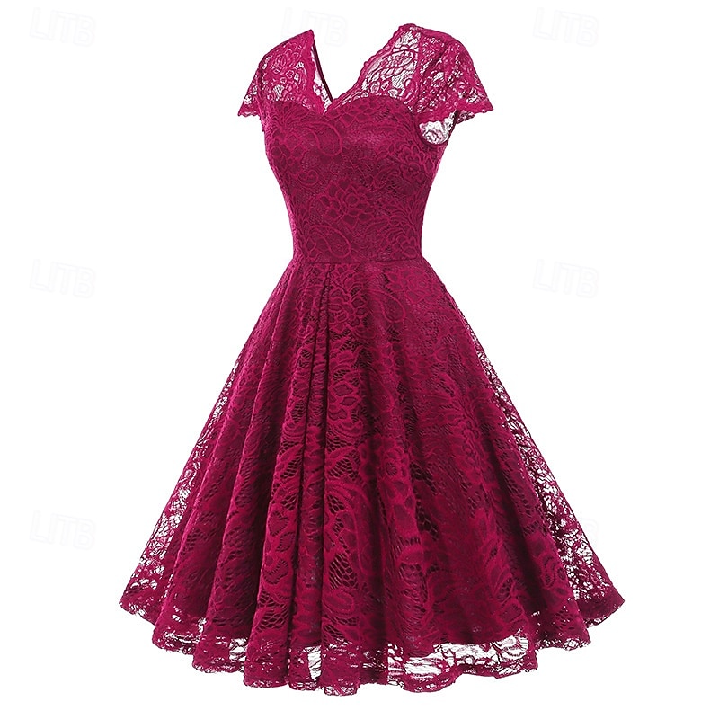 Elegantní 50. léta Retro Ke kolenům Šaty A-Line šaty Čajové šaty Krajka A-Linie Dámské Vánoce Karneval Nový rok Maturita Denní nošení loučení se svobodou nevěsty Dospělé Šaty pro návrat domů Léto 2025 - $35.99 –P12