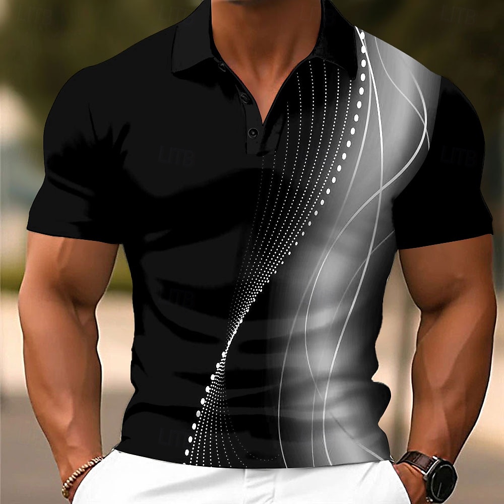 Men's Geometic Line Polo Short Sleeve Polo Shirts Collared Shirts Casual School Outdoor Daily Wear Home Wear 3D Print Summer Red Blue Green 2025 - $26.99 –P4