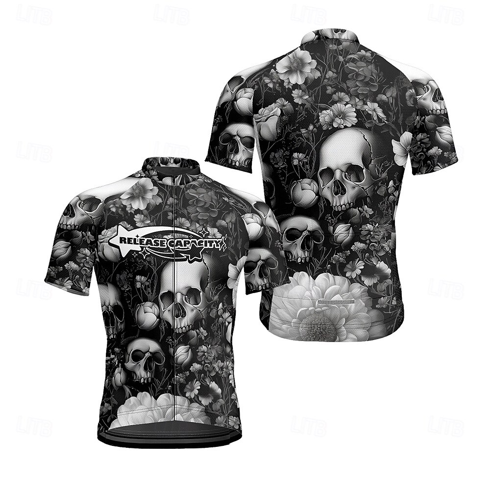 Homme Maillot de cyclisme Crâne Manche Courte Cyclisme T-shirt Maillot avec 3 poches arrière VTT Vélo tout terrain Séchage Rapide Design Anatomique Évacuation de l'Humidité Respirant Des sports Noir de 2025 ? $25.99 –P5