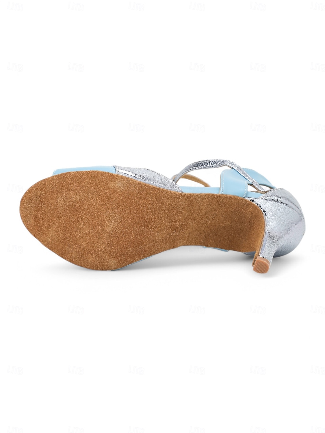 sandálias de dança de tiras metálicas azuis e prateadas para mulheres – salto alto, design cruzado ajustável, ideal para apresentações de dança de 2025 por $54.99 –P4