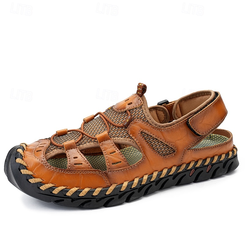Per uomo Sandali Scarpe fatte a mano Pelle crosta Traspirante Comodo Antiscivolo Con lacci intrecciali Giallo-marrone Nero Marrone del 2025 a $34.99 –P4