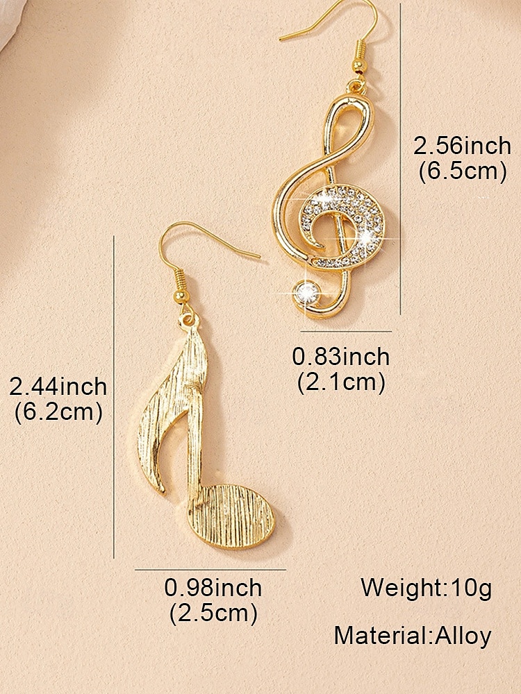 Gold Musical Note Earrings with Rhinestone Accents – Elegant Dangle Jewelry for Women, Perfect for Concerts, Parties and Special Occasions 2026 - $8.99 –P6
