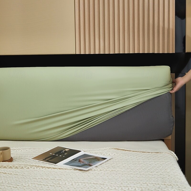 Capa de cabeceira de couro artificial pu à prova d'água, capa elástica para hotel, casa, cama com tudo incluso, proteção contra poeira, cabeceira de 2025 por $30.99 –P14