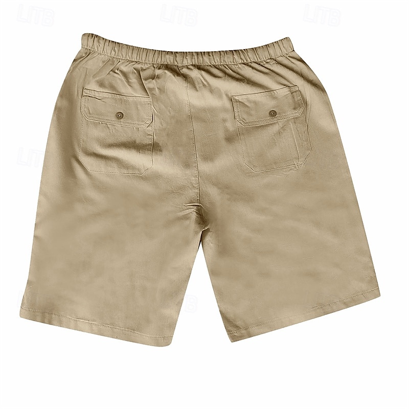 Herren Shorts Kurze Hosen Shorts aus Baumwollleinen Sommer-Shorts Strandshorts Kurze Hosen Tasche Kordelzug Elastische Taille Glatt Komfort Atmungsaktiv Kurz Urlaub Festtage Strand Hawaiianisch Boho 2025 - $16.49 –P17