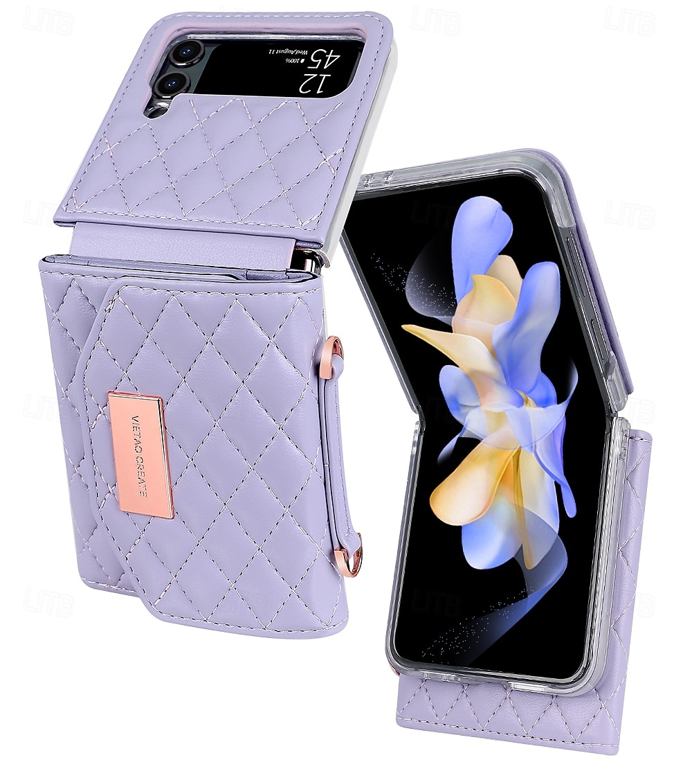 τηλέφωνο tok Για Samsung Galaxy Z Flip 6 Z Flip 5 Z Flip 4 Z Flip 3 Πίσω Κάλυμμα με τον Lanyard Υποδοχή κάρτας Ανθεκτική σε πτώσεις Ρετρό PU δέρμα 2025 - $27.99 –P1