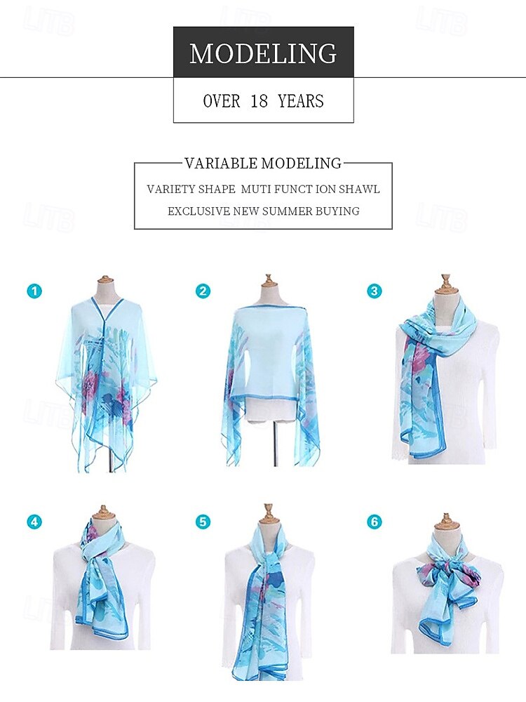 2026年 女性用ボヘミアンスタイルのビーチスカーフ - エレガントなプリントが施された多用途のシフォンショール。夏、旅行、カジュアルな服装に最適です。  コレクション – $11.99 –P4