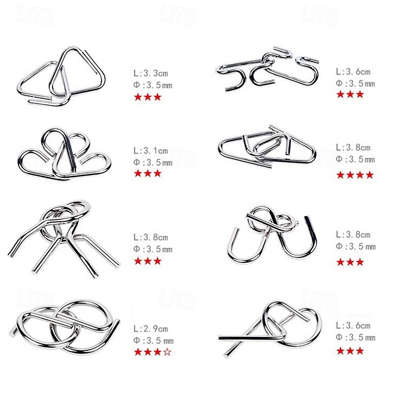 Metal Puzzle Game Set Educational Toy Game Unlock Iron Chain Toy Unlock Link Game Magic Toy Party Nine-Ring Puzzle Intelligence Buckle Lock Kongming Lock halloween christmas gift 2025 - $14.99 –P6