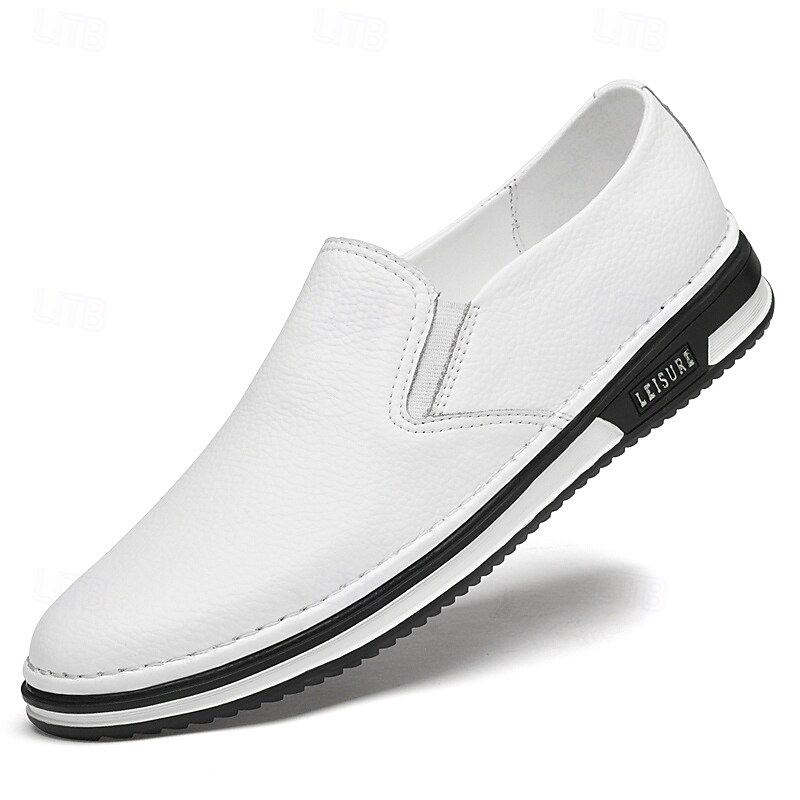 slip-on sneakers i konstläder för män, avslappnade vita skor med bekväm gummisula, snygga och mångsidiga skor för vardags- och fritidsaktiviteter 2025 - $54.99 –P1