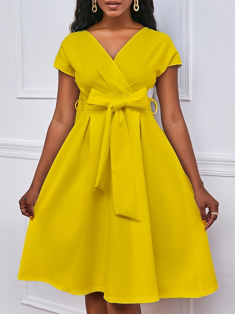 Kentucky Derby Dámské Midi šaty Áčkové šaty Letní šaty Fit A Flare šaty Semiformální šaty Kentucky Derby Svatební host Koktejlový večírek Běžný Grafika Krátký rukáv Do V Černá Bílá Žlutá Rubínov 2025 - $39.99 –P11