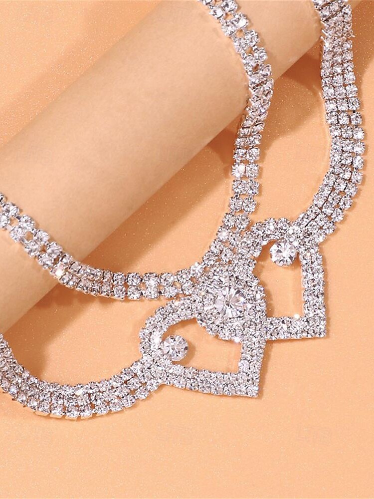 Alloy Zircon Heart-Shaped Anklet and Chain Set for Women – Elegant Bridal Jewelry for Weddings, Parties and Special Occasions 2025 - $9.99 –P8