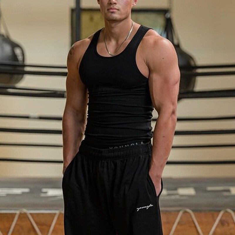 Herren Tank Top Weste Unterhemd Ärmelloses Shirt Ärmellos Rundhalsausschnitt Sommer Einfach Mode Designer Basic Schnelltrocknend Urlaub Straße Ausgehen Hellgelb Schwarz Weiß Top T-Shirt für Herren 2025 - $12.99 –P11