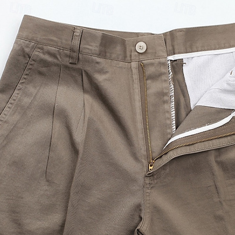 Herren Shorts Kurze Hosen Chino Bermuda Shorts Kleid-Shorts Bermudas Arbeitsshorts Gefaltet Tasche Gerade geschnitten Glatt Atmungsaktiv Kein Eisen Knielänge Outdoor Casual Täglich Modisch 2025 - $23.99 –P4