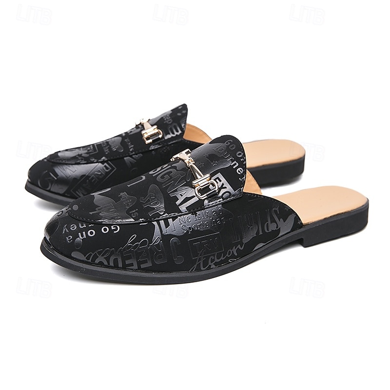 Mules de moda para hombre sin cordones con diseño gráfico, correa ajustable y plantilla cómoda para uso casual y diario. 2025 - $42.99 –P3