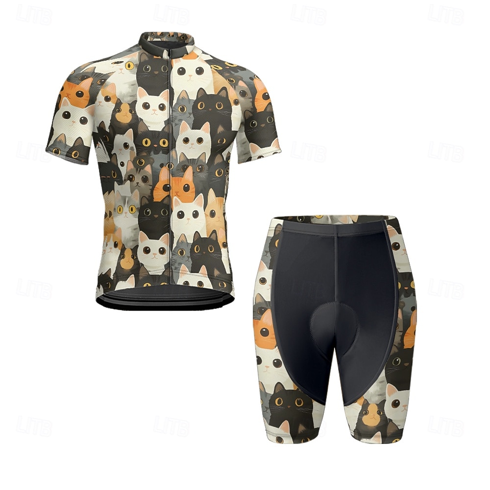 Ανδρικά Φανέλα και σορτς ποδηλασίας Γάτα Κοντομάνικο Ποδήλατο Ρούχα σύνολα με 3 πίσω τσέπες Ποδηλασία Βουνού Ποδηλασία Δρόμου Μποστινό Φερμουάρ Σκούπισμα ιδρώτα Άνετο Αναπνέει Αθλητισμός 2025 - AU $77.55 –P4